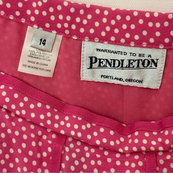 Pendleton Silk Pleated Polka Dot A Line Knee Length Skirt US14 - Picture 11 of 14